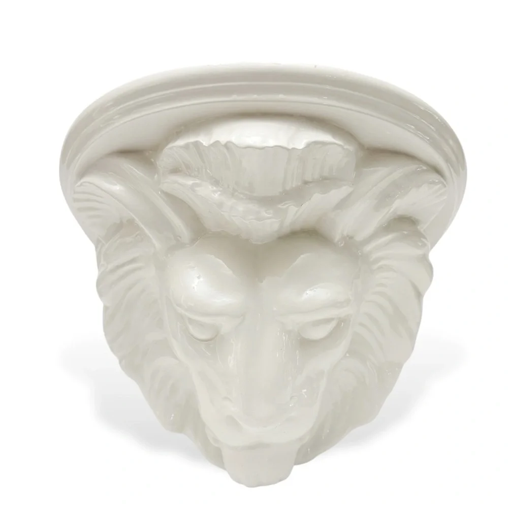 Vintage Large Lion Head White Ceramic Wall Shelf Sconce